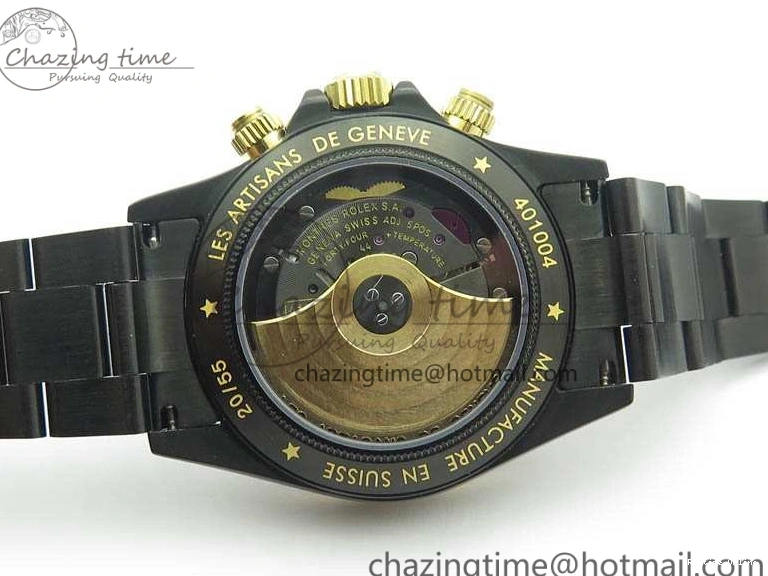 0415 Modern Daytona Kravitz YG DLC BP Maker Best Edition Black Dial On DLC Bracelet A4130 (Free Leather Strap) 3572